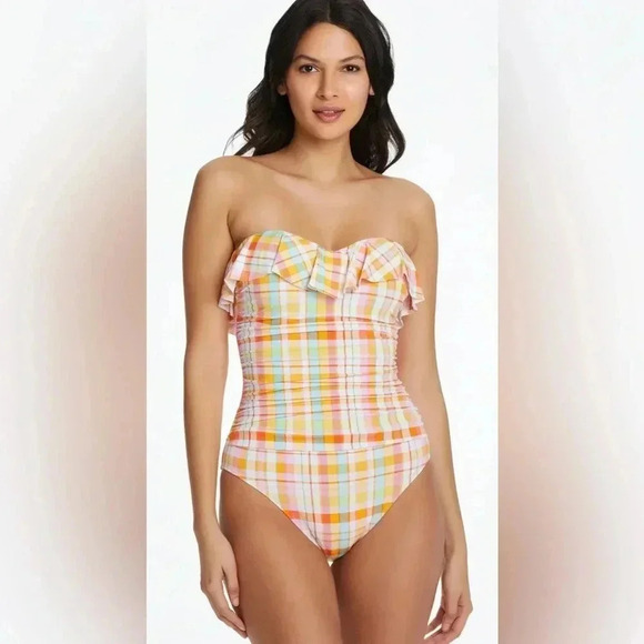 BLEU ROD BEATTIE KORE RUFFLED BANDEAU ONE PIECE SWIMSUIT - Picture 3 of 12